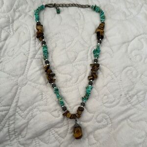 Vintage Turquoise and eye tiger Beaded Necklace really nice!
